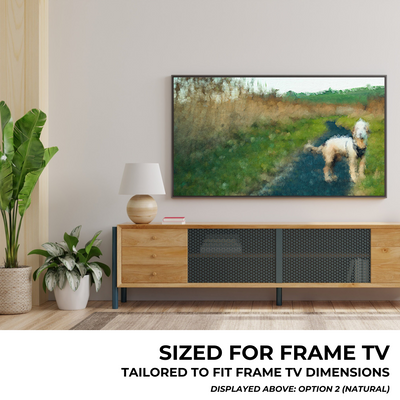 Dog Art on Frame TV in Modern Home Deco