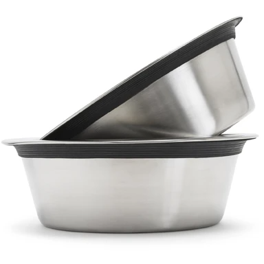 Food-Grade Stainless Steel Dog Bowl with Rubber Rim